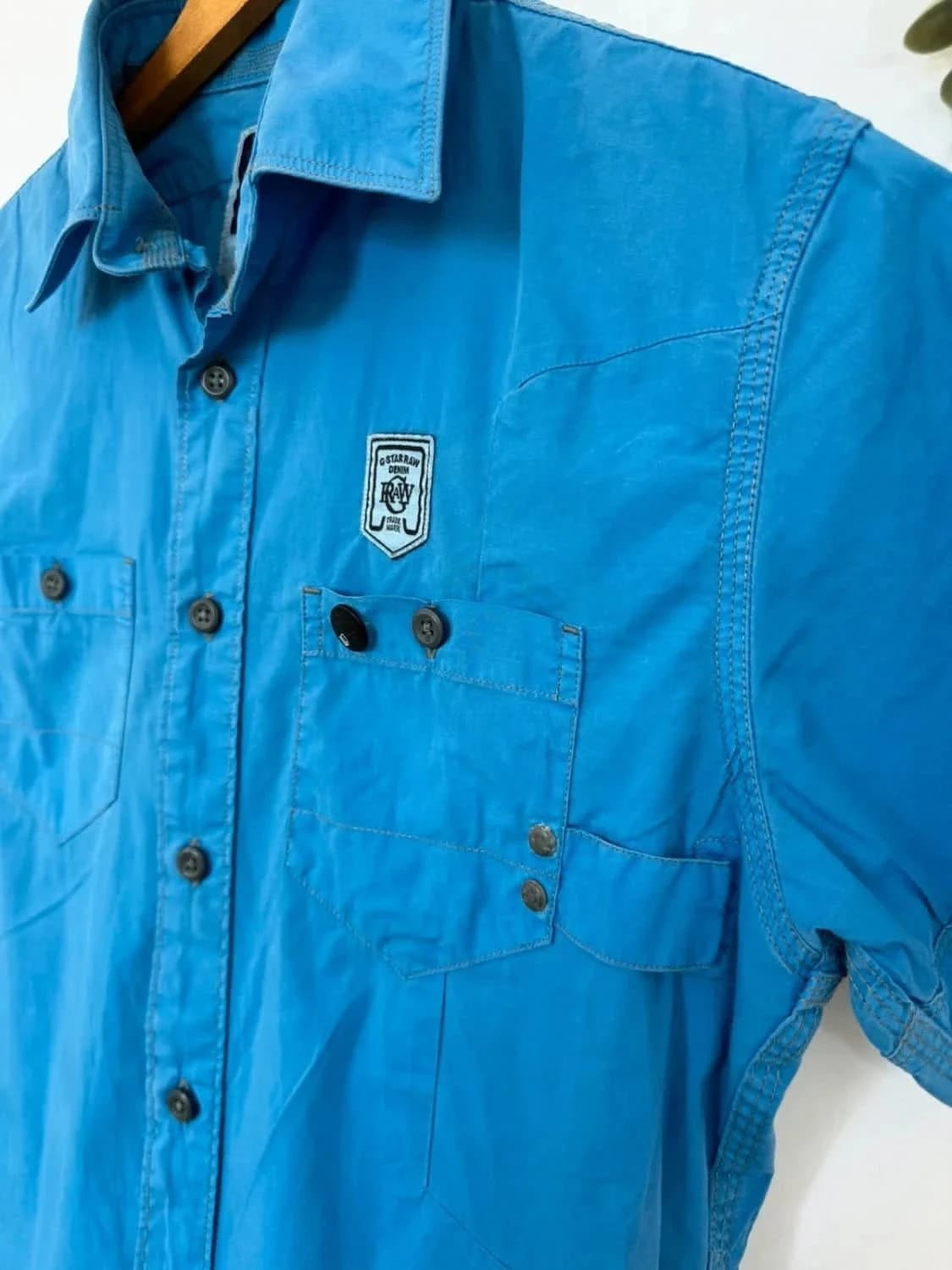 Chemise bleue Homme G-Star Raw manches courtes bleue taille M - Photo 3/8
