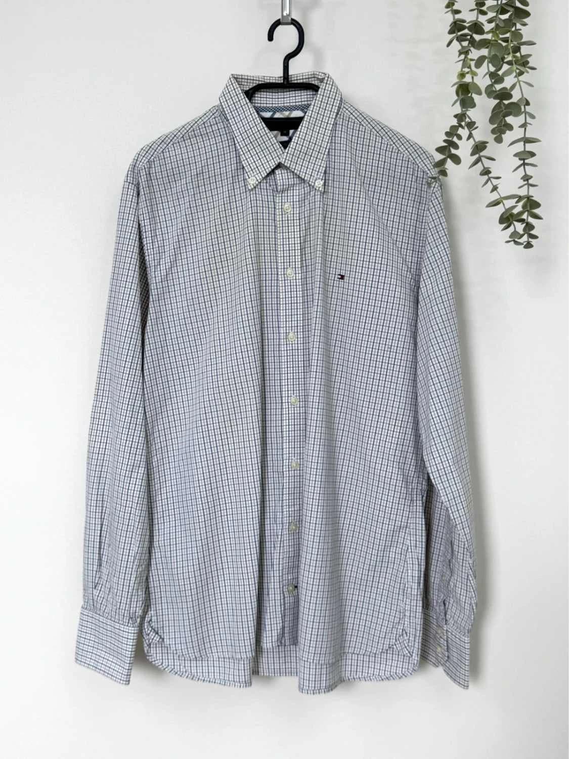 Chemise coton carreaux Tommy Hilfiger blanc bleu beige taille M - FP260146 - Photo 2/8