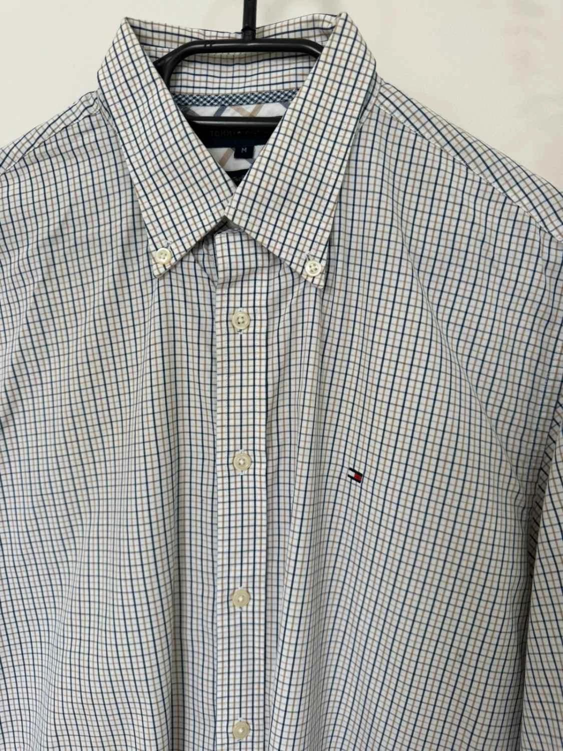 Chemise coton carreaux Tommy Hilfiger blanc bleu beige taille M - FP260146 - Photo 3/8