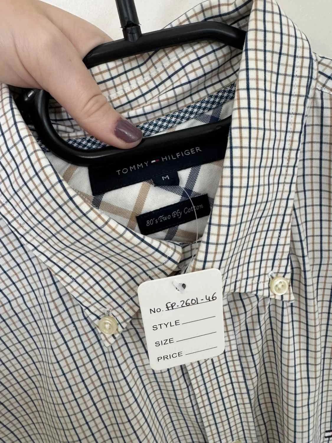 Chemise coton carreaux Tommy Hilfiger blanc bleu beige taille M - FP260146 - Photo 4/8