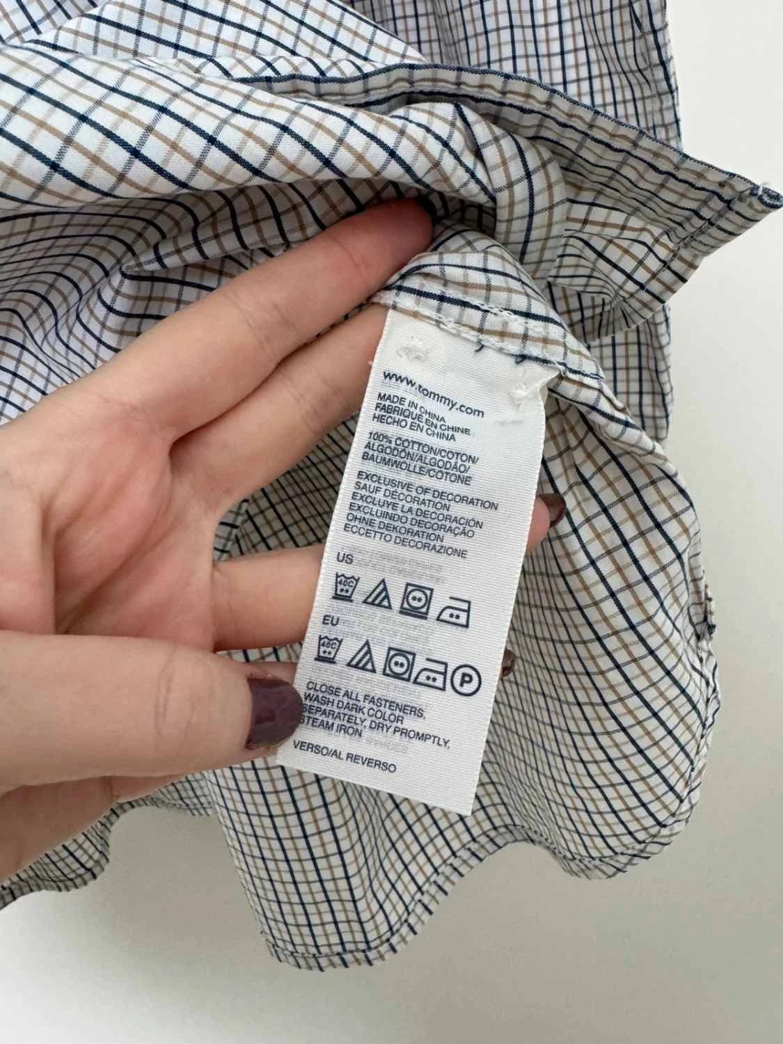 Chemise coton carreaux Tommy Hilfiger blanc bleu beige taille M - FP260146 - Photo 6/8