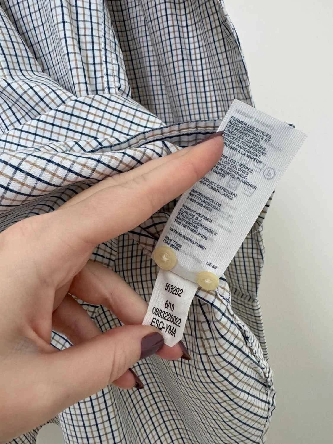Chemise coton carreaux Tommy Hilfiger blanc bleu beige taille M - FP260146 - Photo 7/8