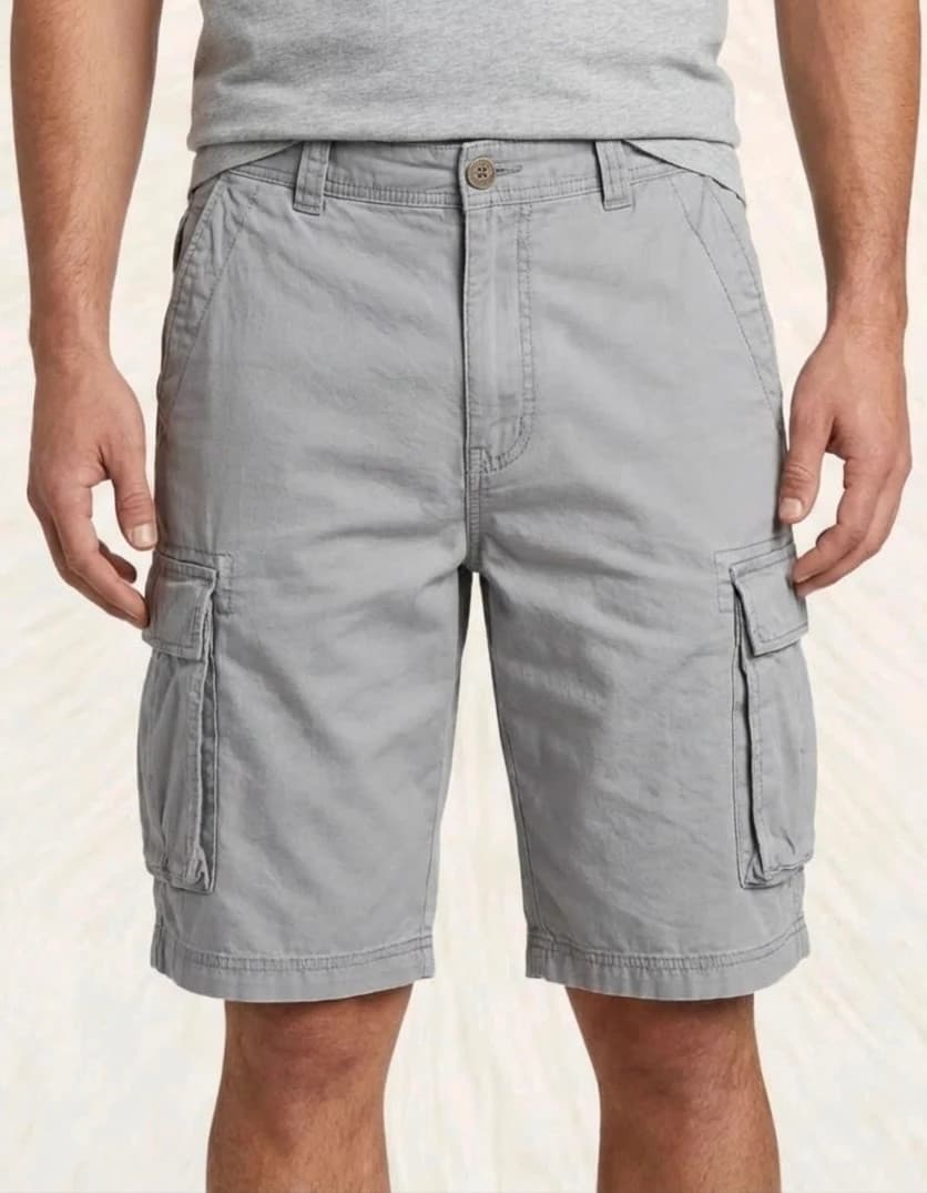 Short cargo gris clair Express avec cordon taille W32 - Photo 1/12