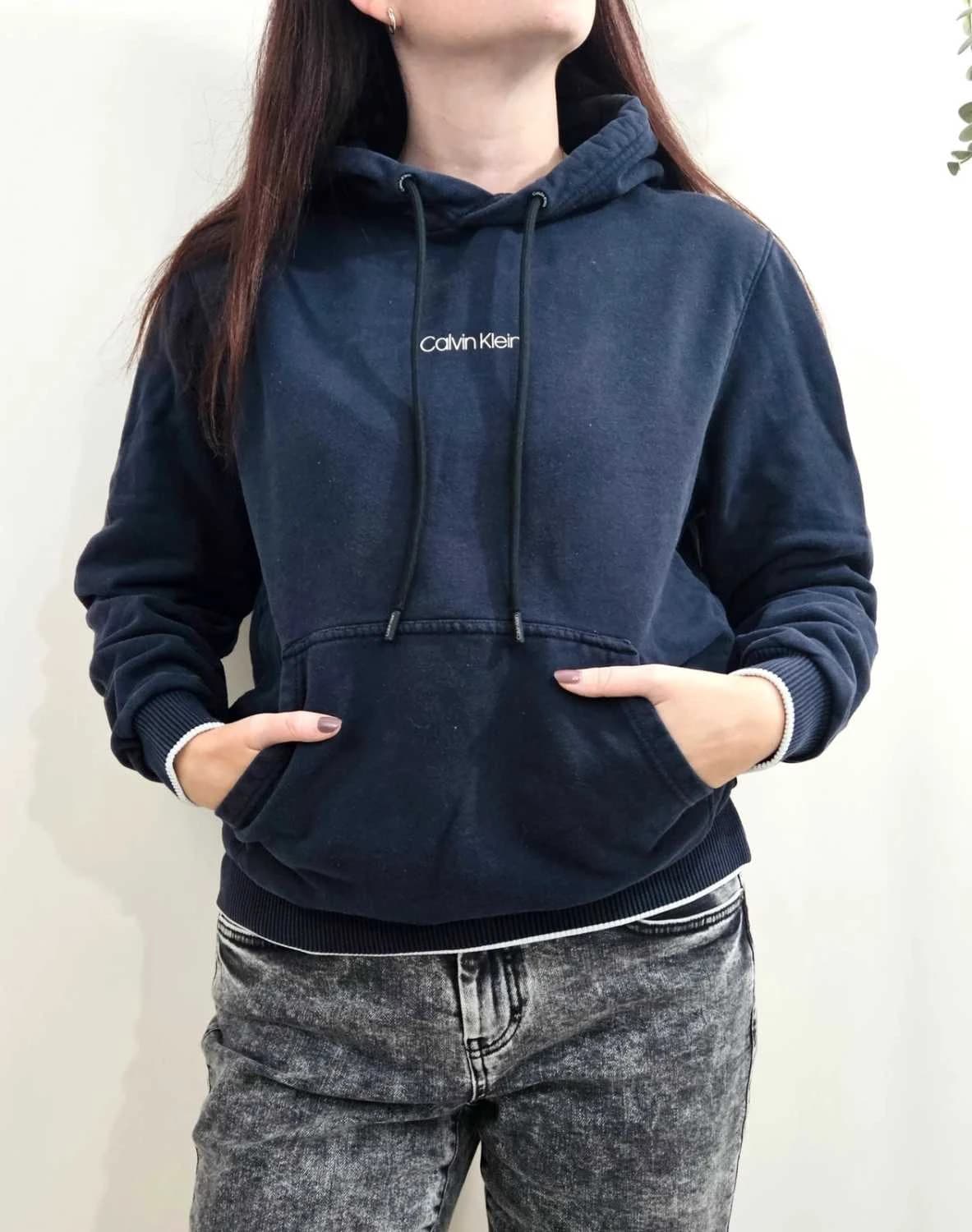 Sweat à capuche hoodie Calvin Klein bleu marine/noir taille S - FP251299 - Photo 1/9