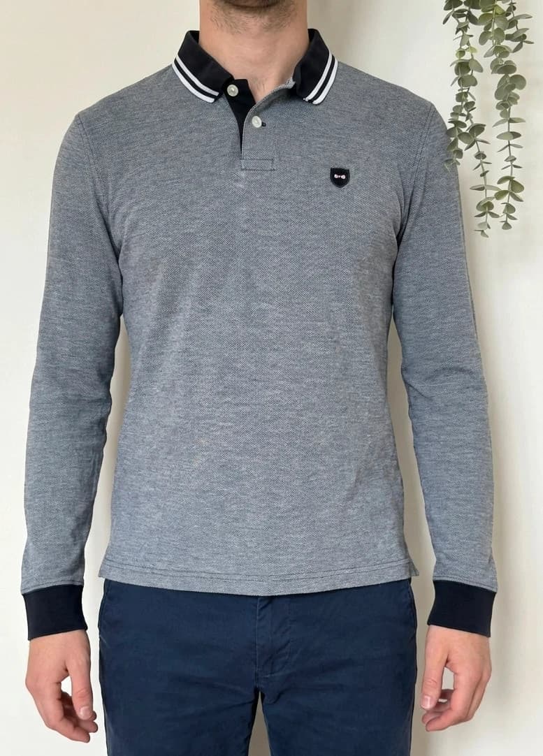 Polo piqué Eden Park gris chiné manches longues taille M - FP260362 - Photo 1/8