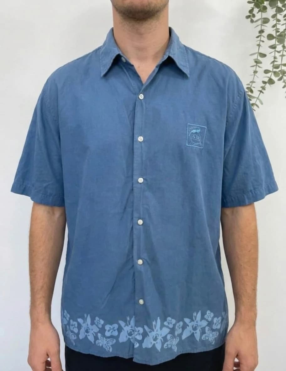 Chemise manches courtes bleue The Simpsons brodé 100% coton taille XL - Photo 1/7