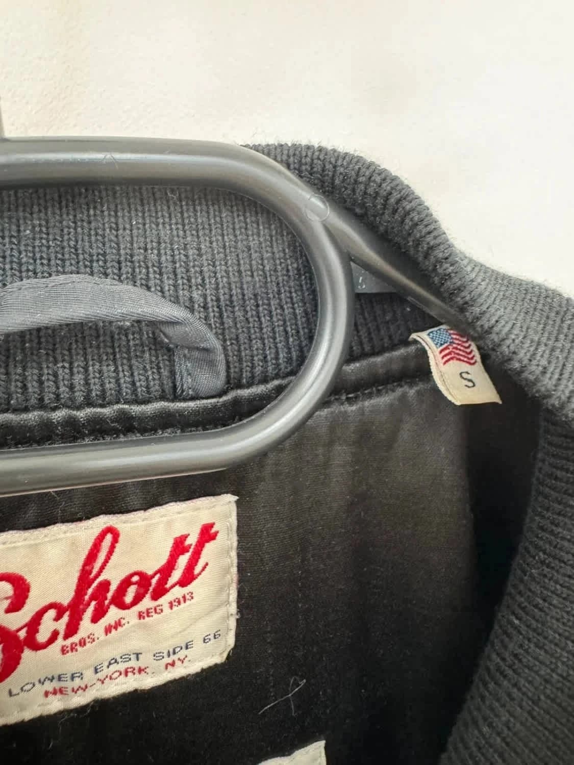 Veste Bomber noir Jacket American Schott logo brodé taille S - Photo 4/12