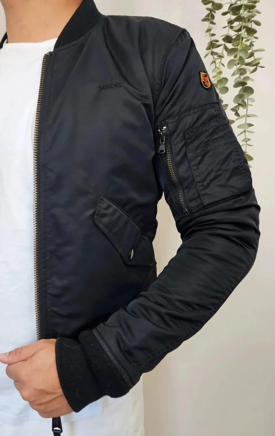 Veste Bomber noir Jacket American Schott logo brodé taille S - Photo 2/12