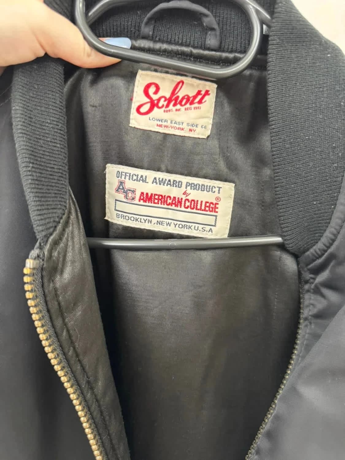 Veste Bomber noir Jacket American Schott logo brodé taille S - Photo 8/12