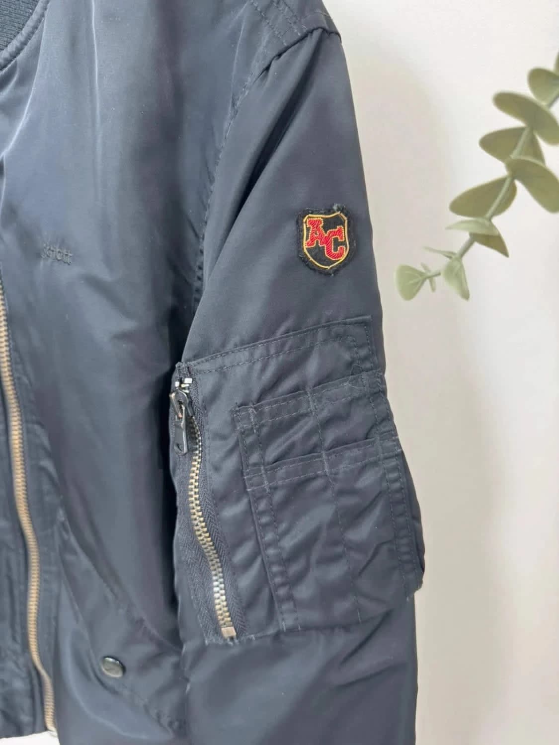 Veste Bomber noir Jacket American Schott logo brodé taille S - Photo 11/12