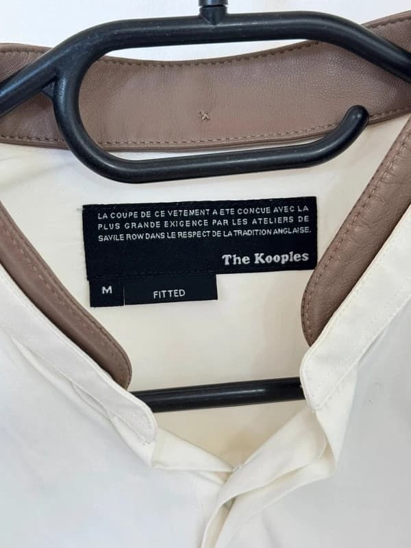 Chemise fitted The Kooples blanche col cuir taupe taille M - Photo 6/9