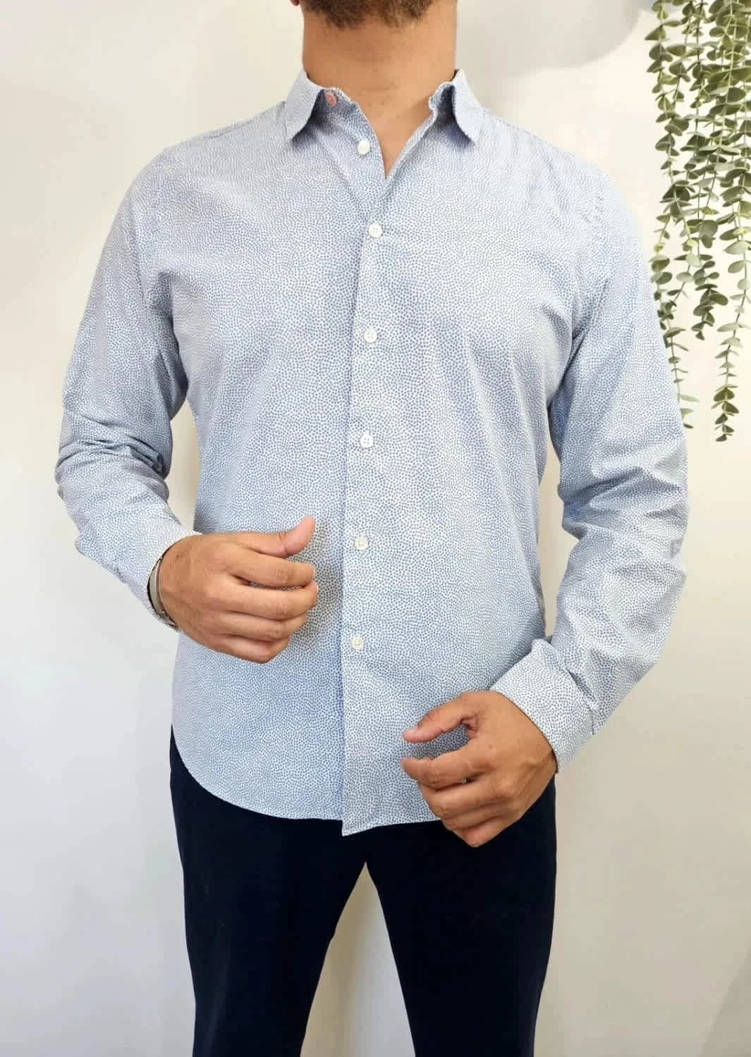 Chemise Paul Smith slim fit 100% coton bleu à pois taille XL - Photo 1/6