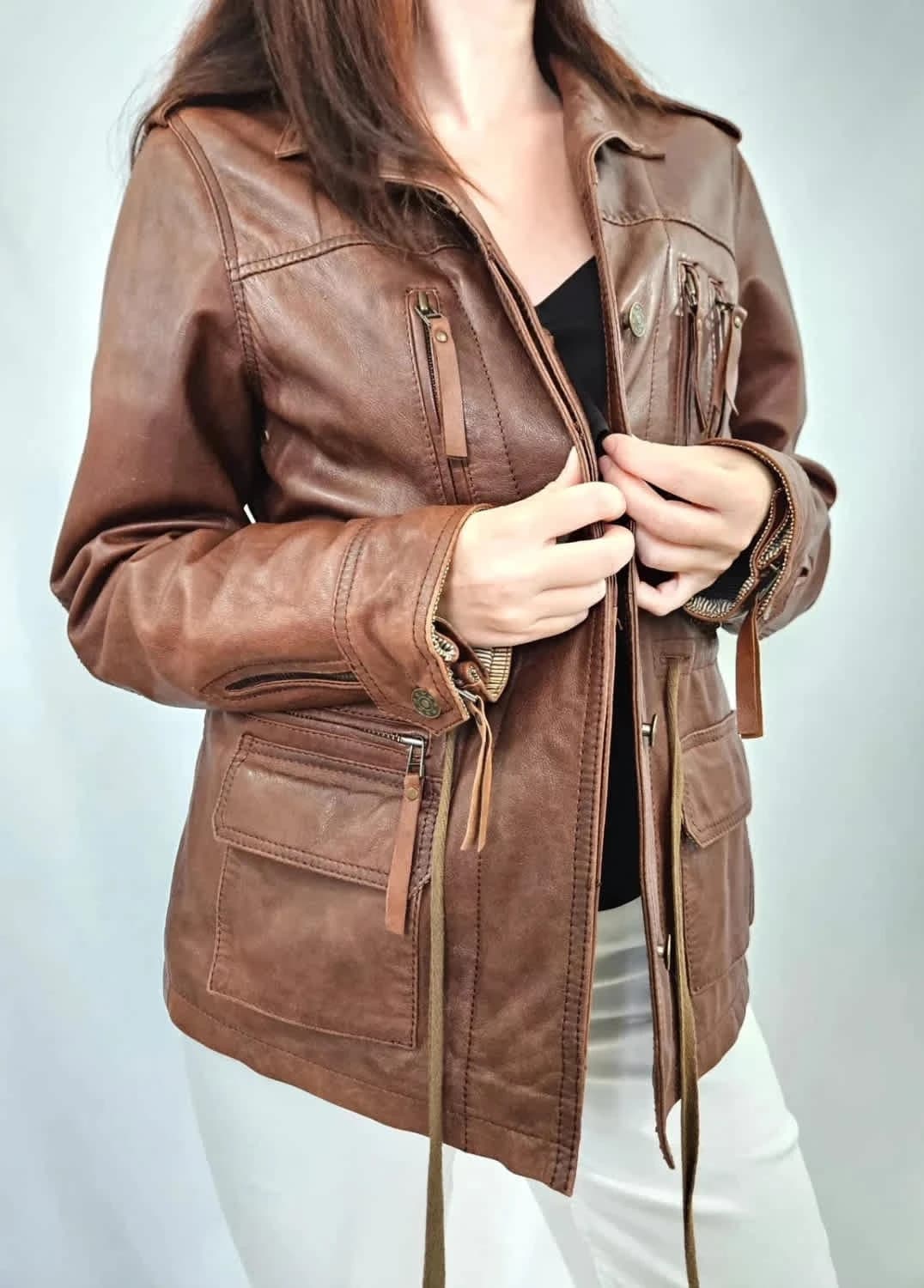 Blouson en cuir marron Kookaï taille 40 - Photo 1/10