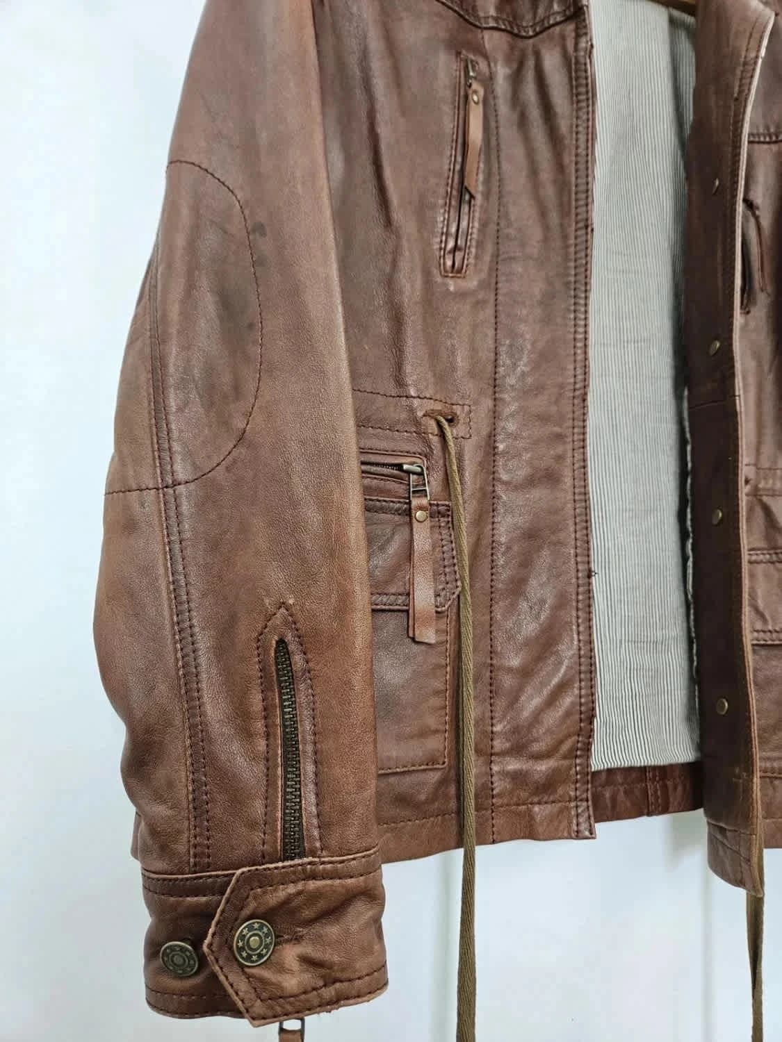 Blouson en cuir marron Kookaï taille 40 - Photo 3/10