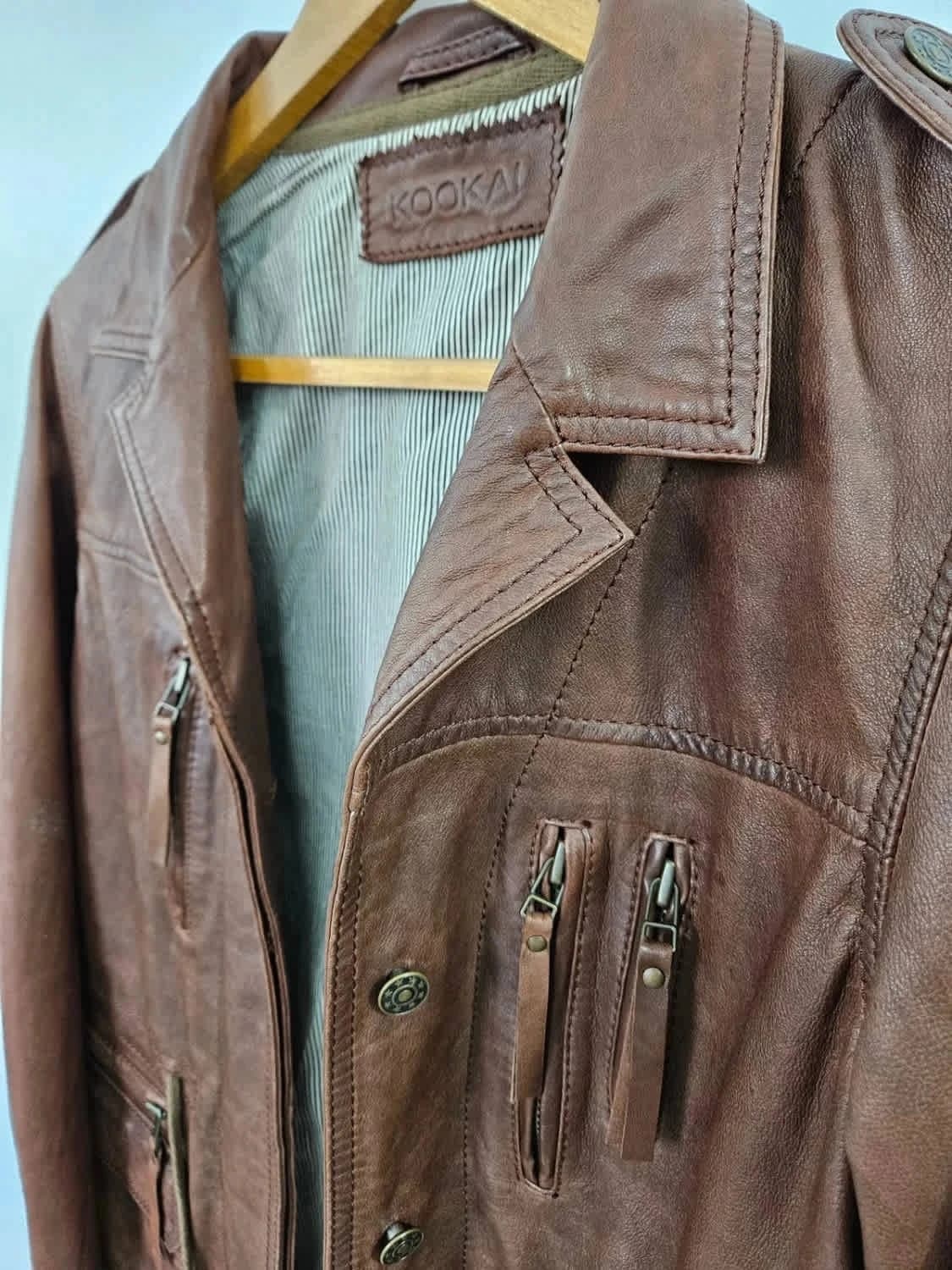 Blouson en cuir marron Kookaï taille 40 - Photo 6/10
