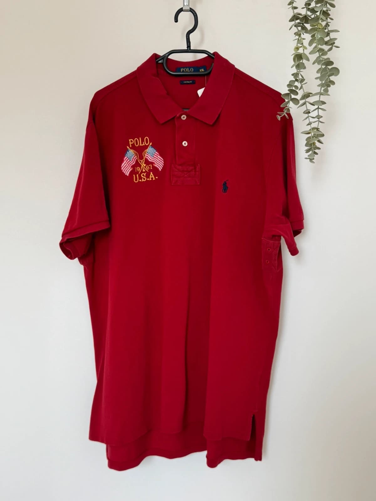 Polo custom fit Ralph Lauren rouge USA drapeaux brodé taille XXL - FP260224 - Photo 2/9