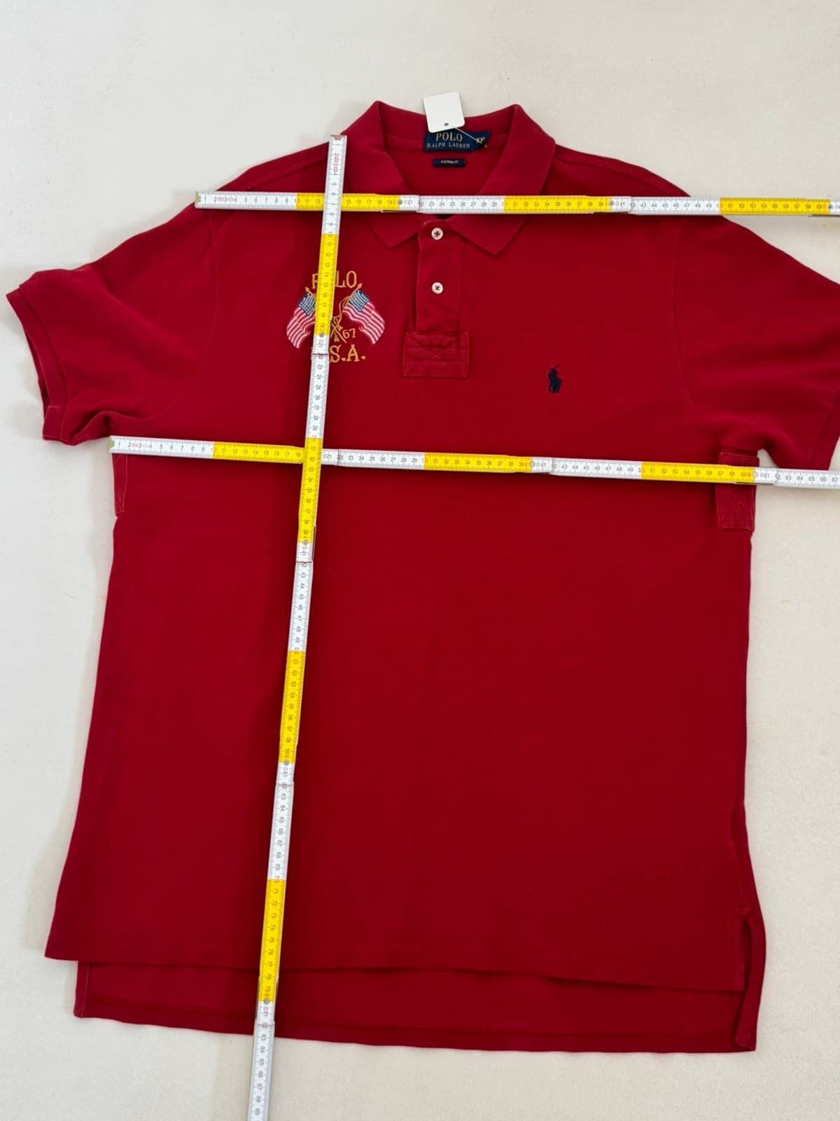 Polo custom fit Ralph Lauren rouge USA drapeaux brodé taille XXL - FP260224 - Photo 9/9