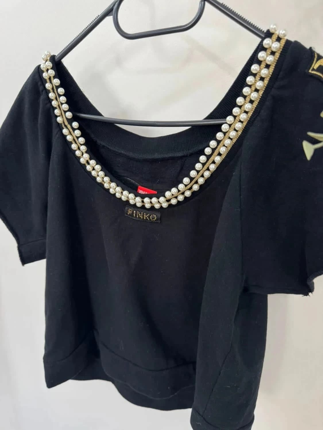 Pinko x Coca-Cola Sweat manches courtes noir taille XS perles et broderies luxe édition limitée - Photo 4/9