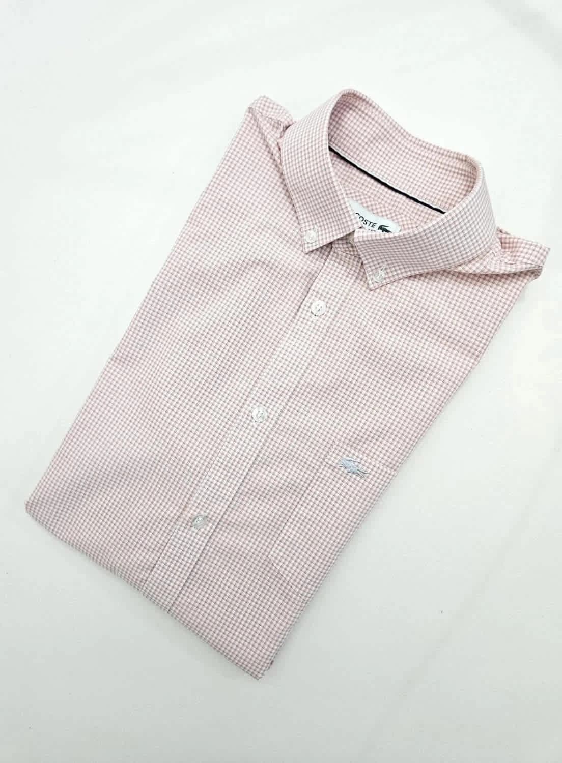 Chemise rose à carreaux Lacoste logo brodé taille 40 - Photo 3/12