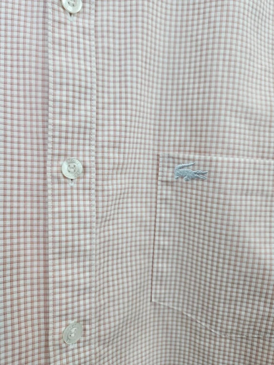 Chemise rose à carreaux Lacoste logo brodé taille 40 - Photo 7/12