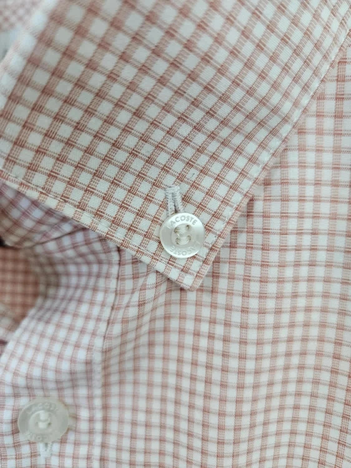 Chemise rose à carreaux Lacoste logo brodé taille 40 - Photo 9/12