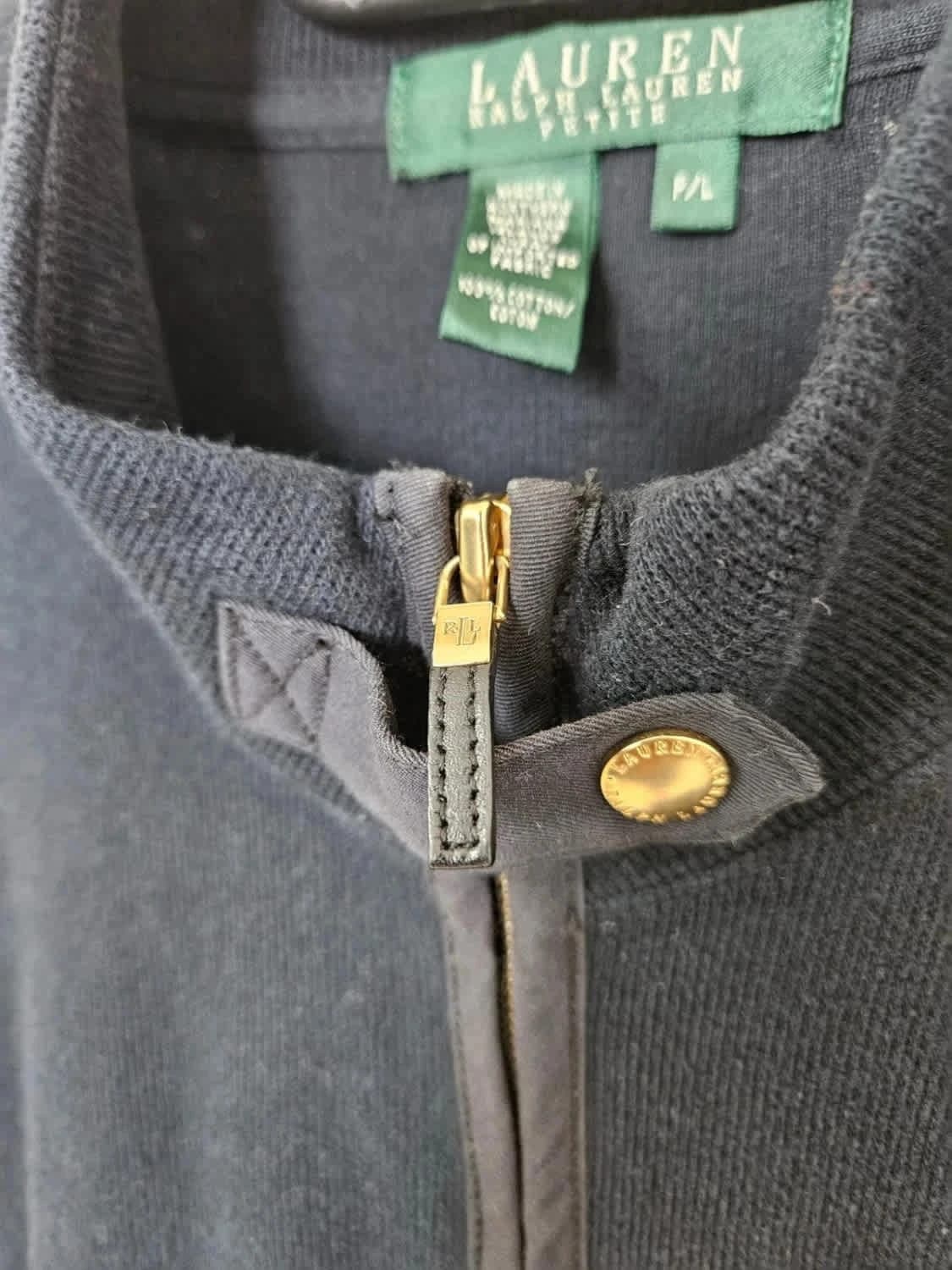 Veste zippée Ralph Lauren noire 100% coton logo brodé boutons dorés finition haut de gamme taille L - Photo 4/8