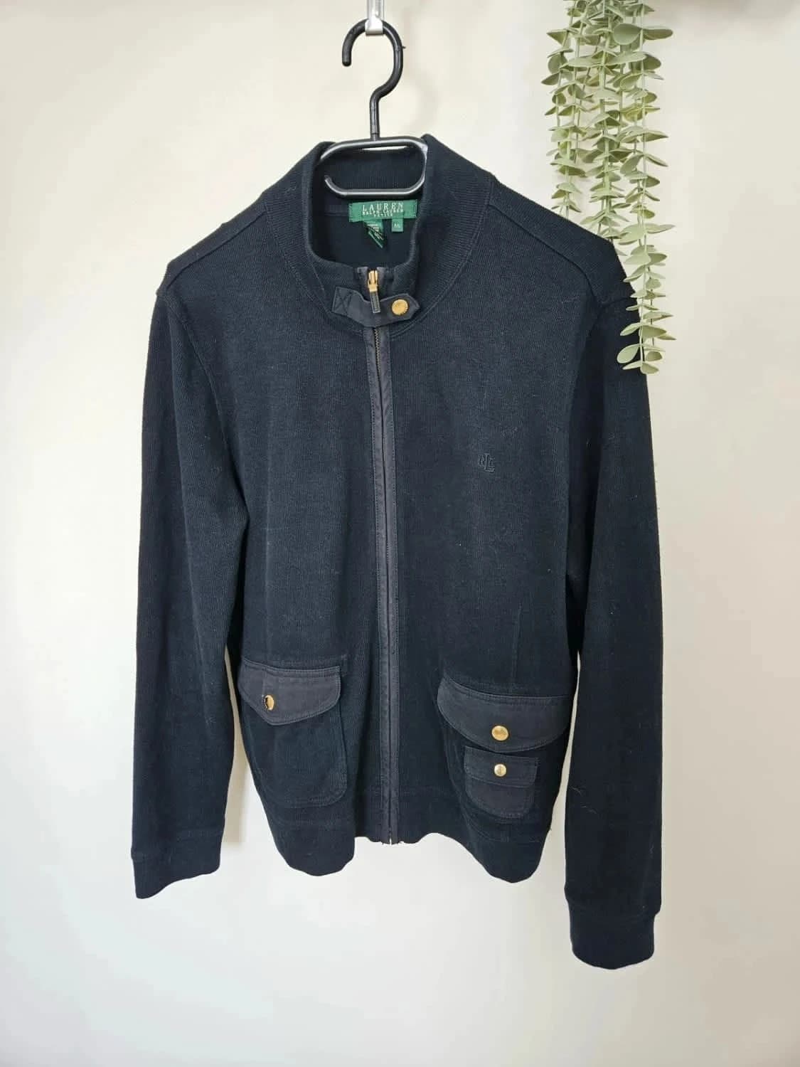 Veste zippée Ralph Lauren noire 100% coton logo brodé boutons dorés finition haut de gamme taille L - Photo 2/8