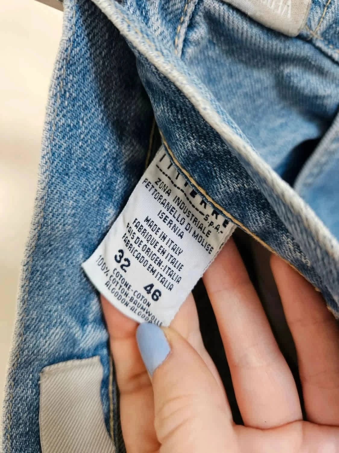 Jean droit Versace Jeans Couture coupe taille haute fermeture à boutons siglés bleu clair - Photo 12/14