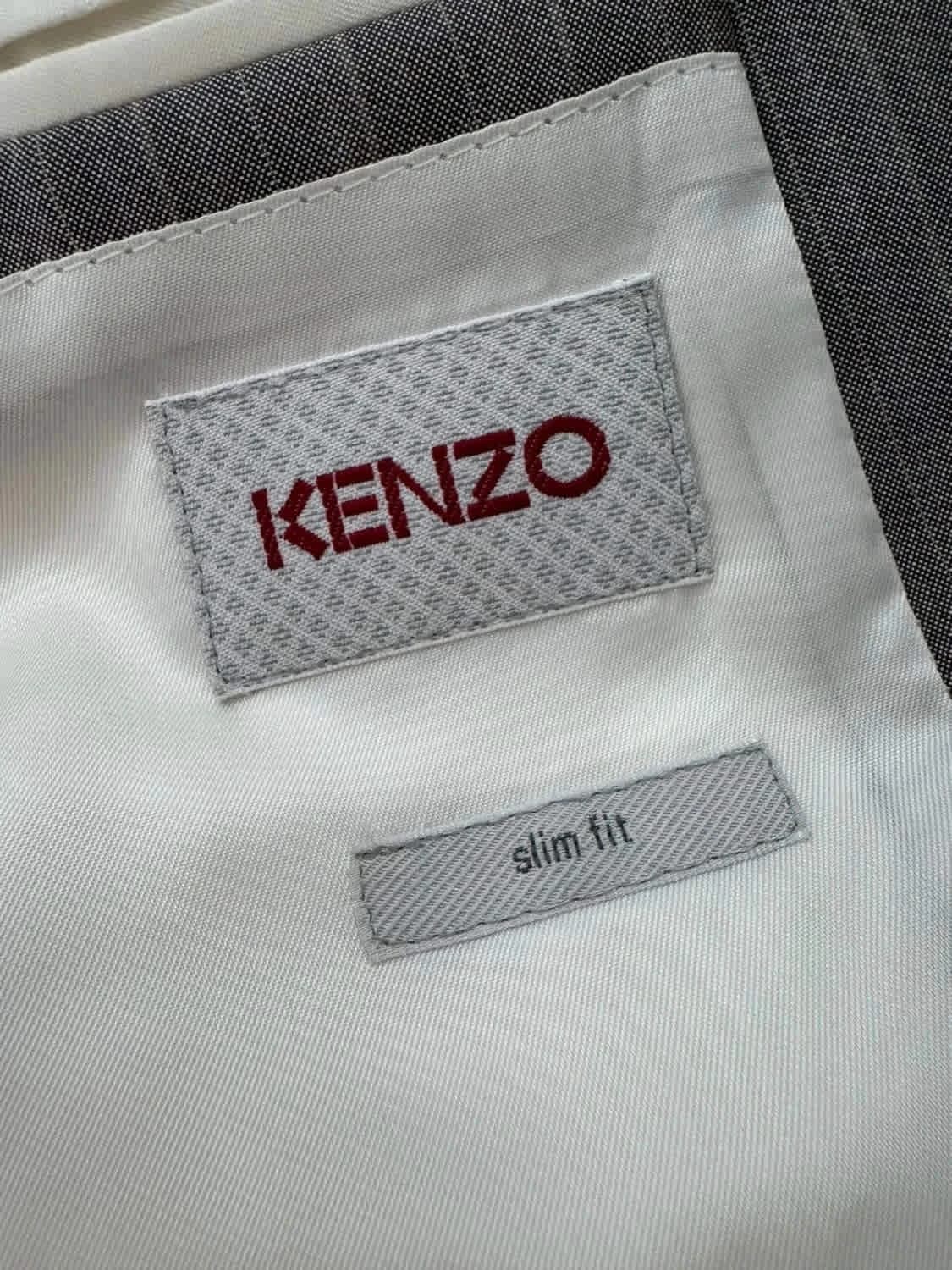 Blazer Kenzo slim fit gris argenté en soie taille 50 - Photo 2/11