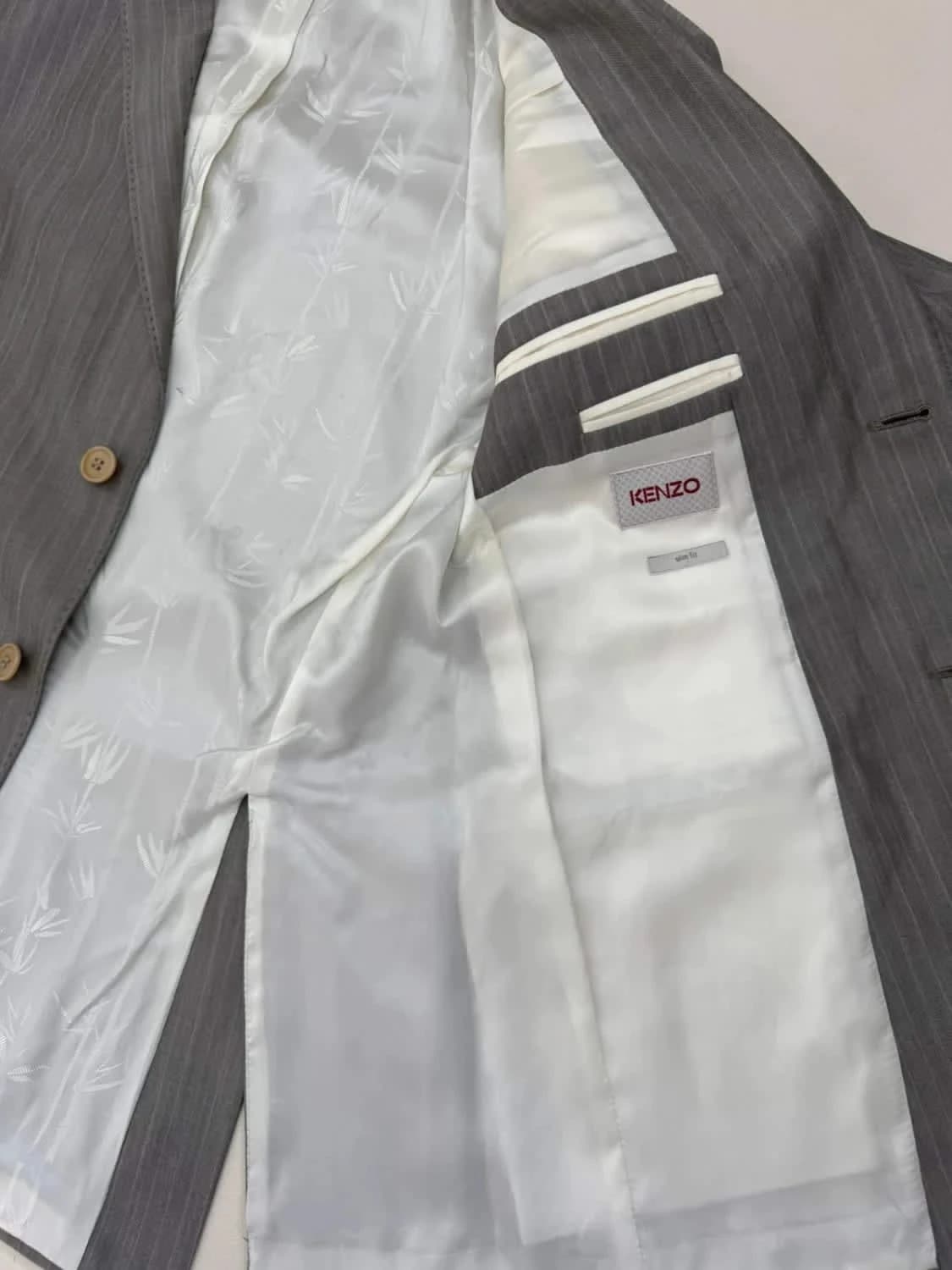Blazer Kenzo slim fit gris argenté en soie taille 50 - Photo 5/11