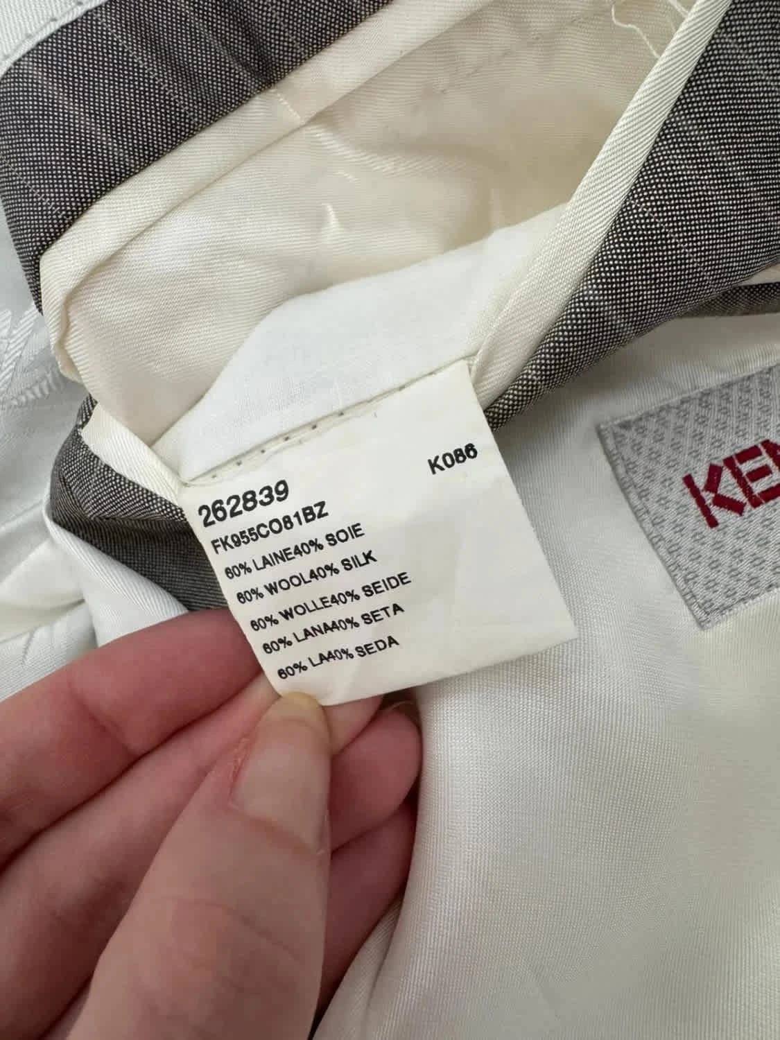 Blazer Kenzo slim fit gris argenté en soie taille 50 - Photo 7/11