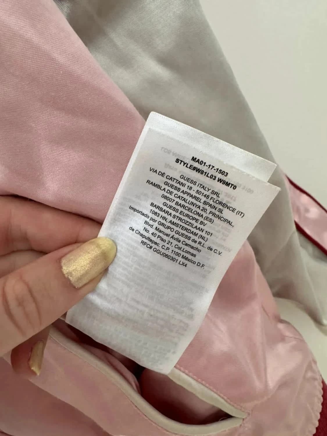 Bomber satin réversible Guess flamants panthères bleu rose taille S - Photo 6/10