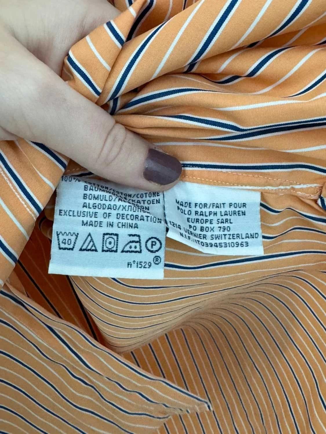 Chemise rayée popeline Ralph Lauren orange taille 40/41 - FP260157 - Photo 4/9