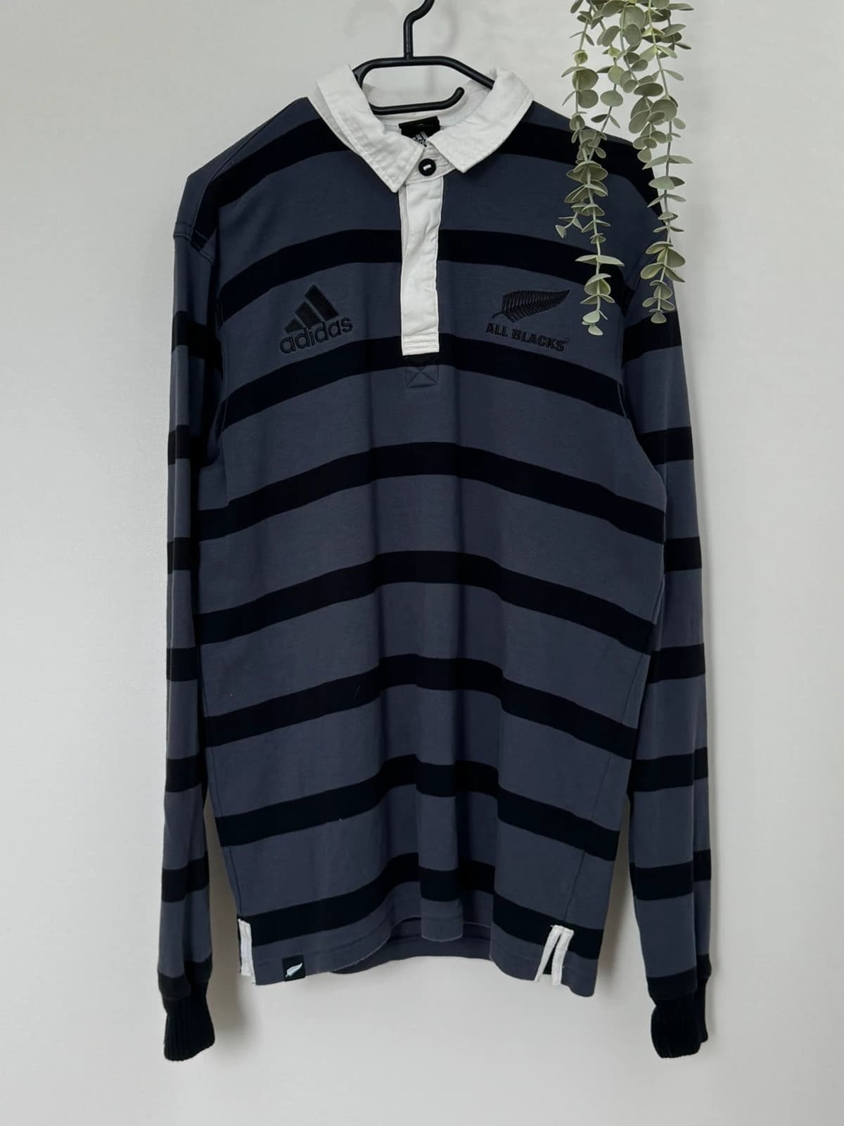 Polo rugby manches longues Adidas gris rayé All Blacks taille M - SC260419 - Photo 2/12