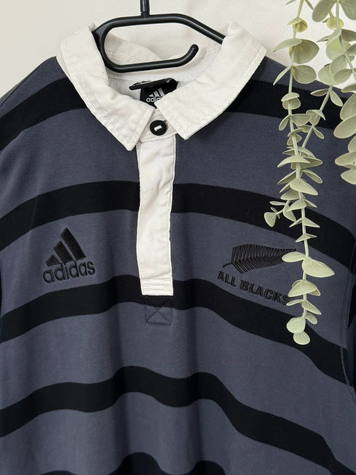 Polo rugby manches longues Adidas gris rayé All Blacks taille M - SC260419 - Photo 3/12