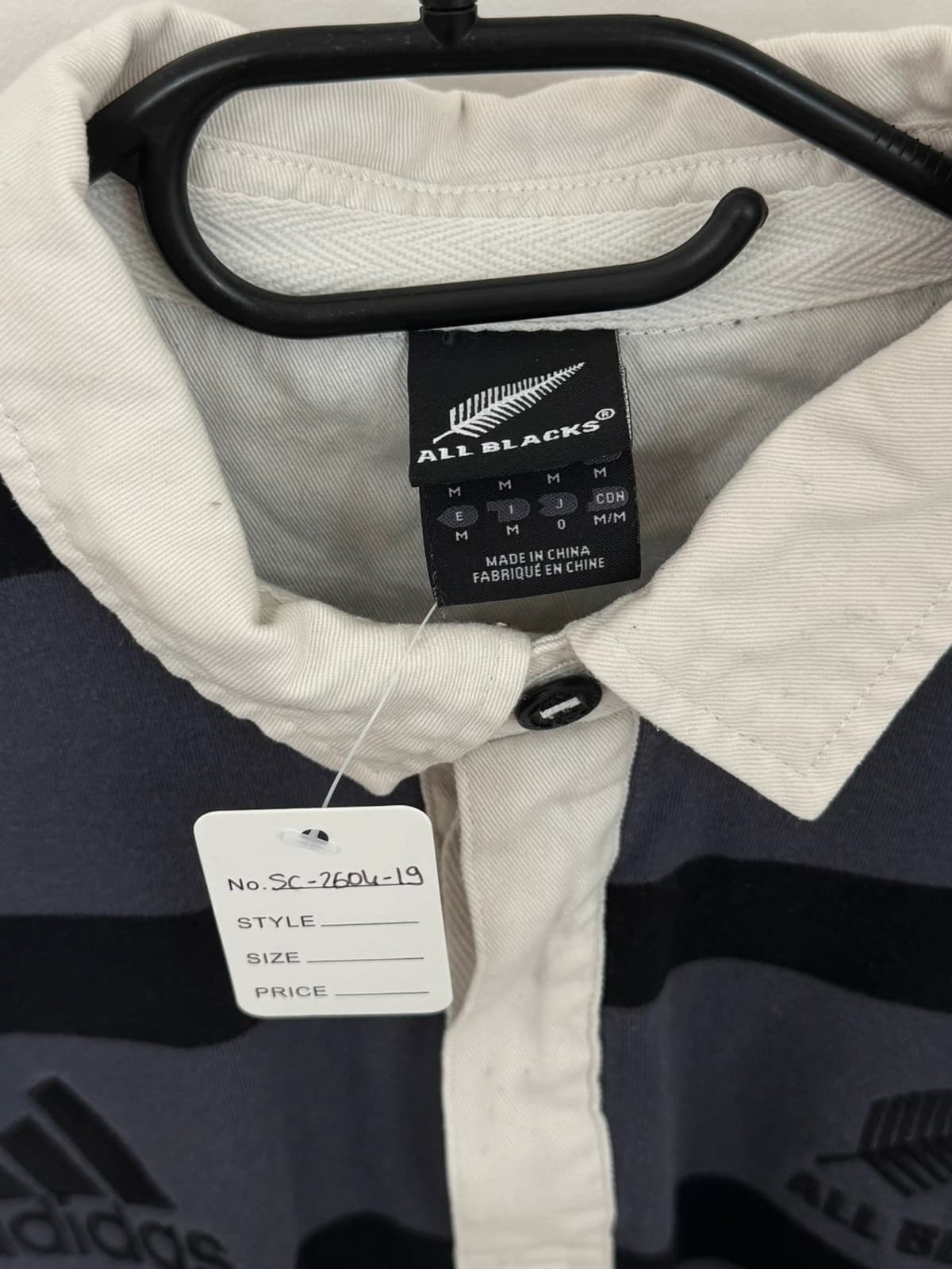 Polo rugby manches longues Adidas gris rayé All Blacks taille M - SC260419 - Photo 8/12