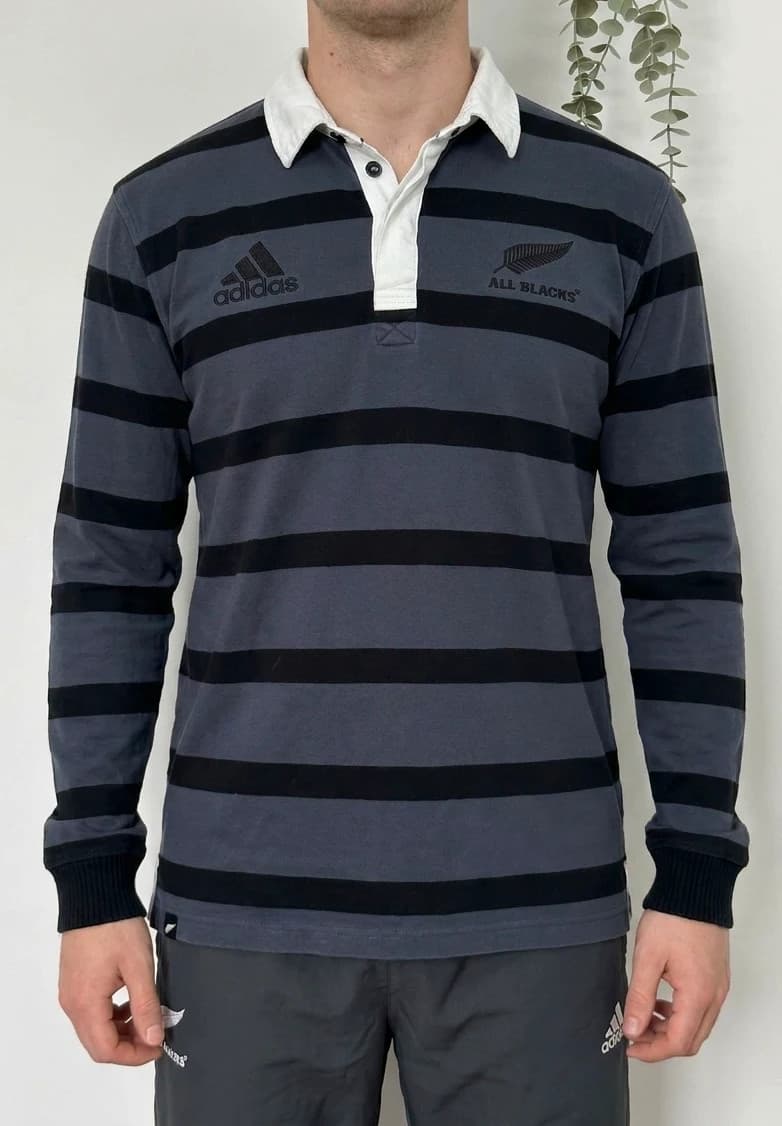Polo rugby manches longues Adidas gris rayé All Blacks taille M - SC260419 - Photo 1/12