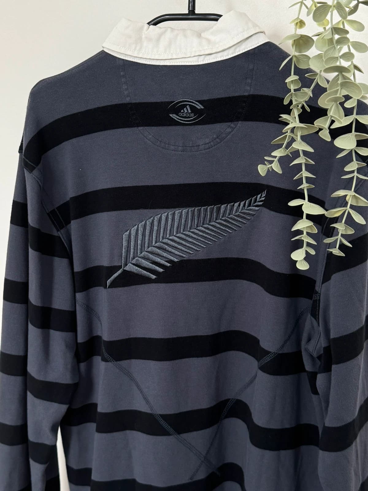 Polo rugby manches longues Adidas gris rayé All Blacks taille M - SC260419 - Photo 11/12