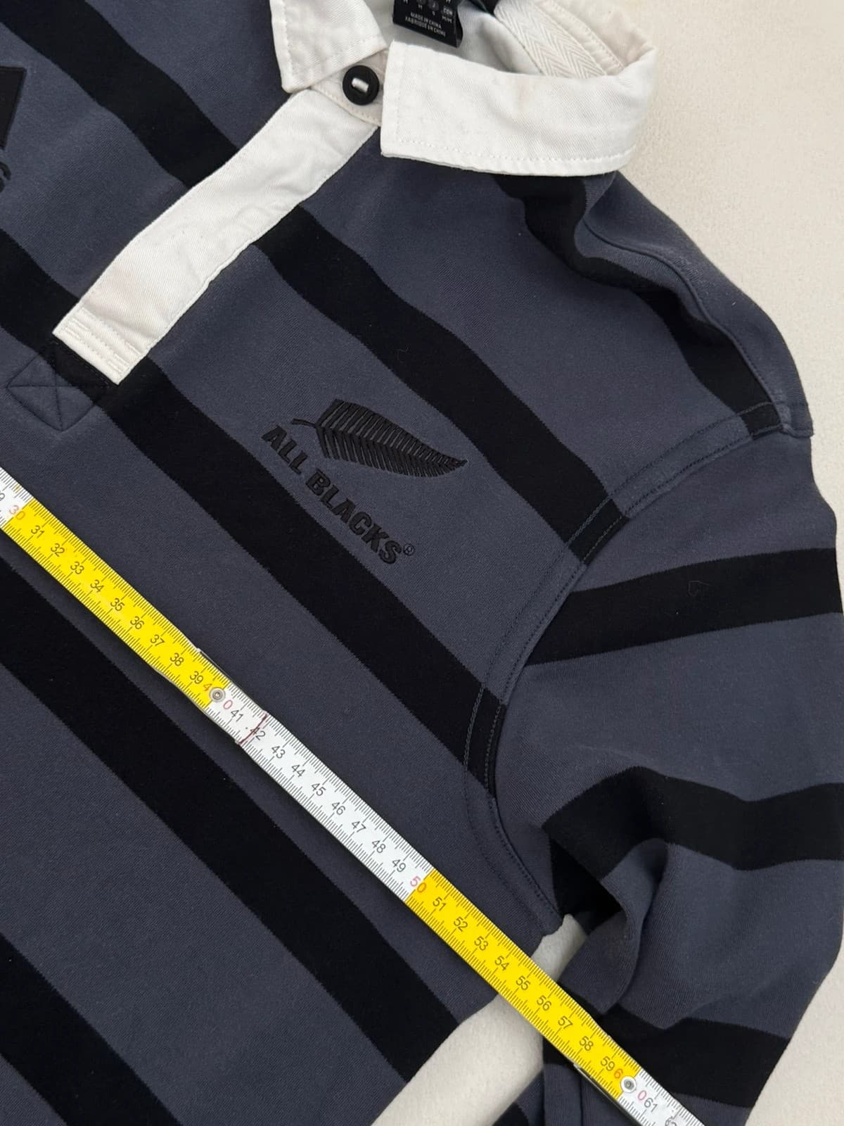 Polo rugby manches longues Adidas gris rayé All Blacks taille M - SC260419 - Photo 12/12