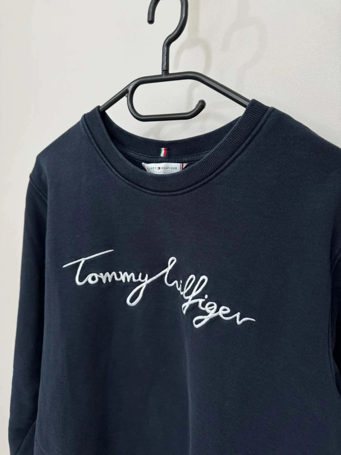 Sweat Crewneck Tommy Hilfiger bleu marine coton logo brodé coupe droite taille L - FP251293 - Photo 3/6