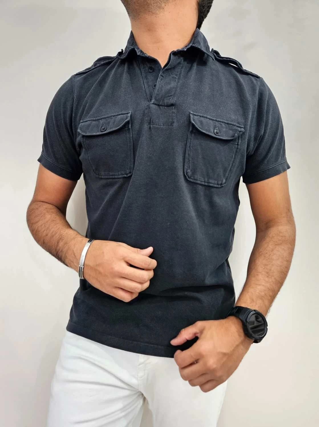 Polo manches courtes militaire Polo Ralph Lauren noir custom fit taille L - FP251260 - Photo 1/8
