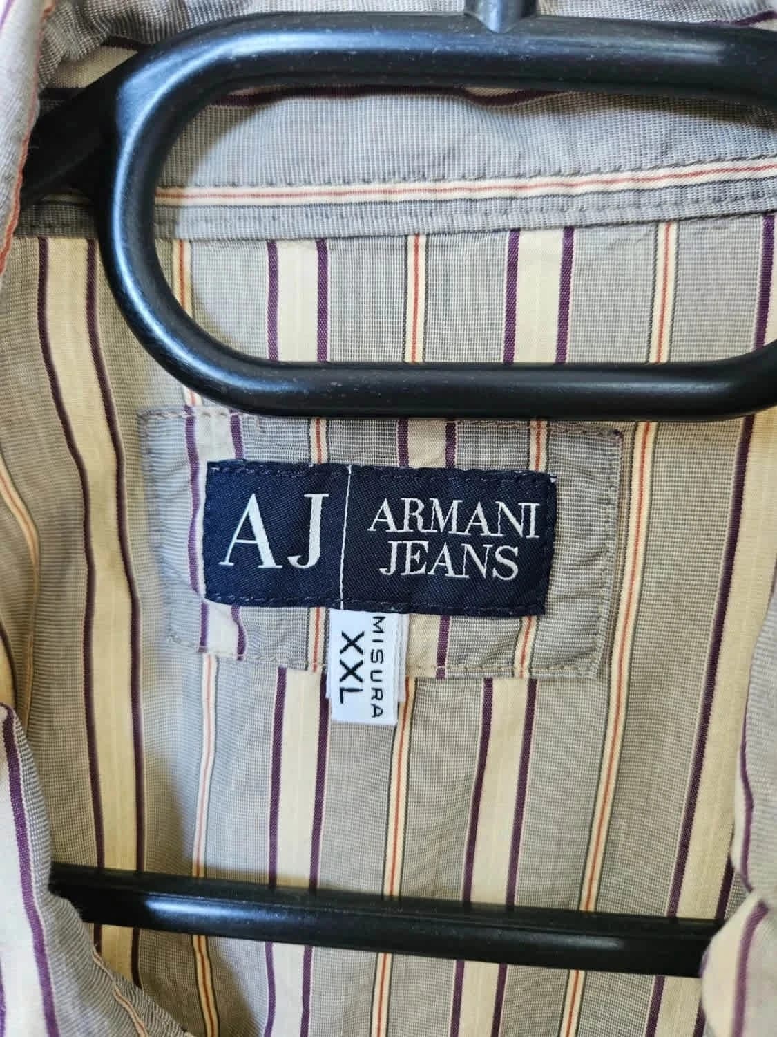 Chemise manches longues beige à rayures Armani Jeans taille XXL - Photo 3/6