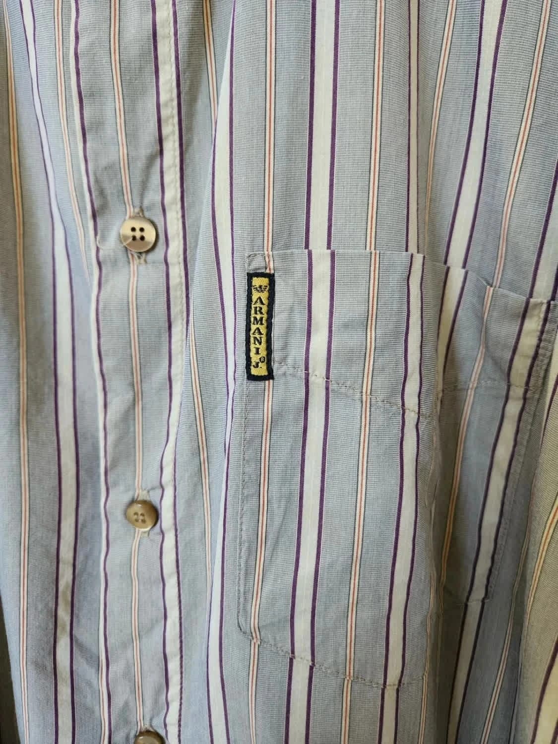 Chemise manches longues beige à rayures Armani Jeans taille XXL - Photo 4/6