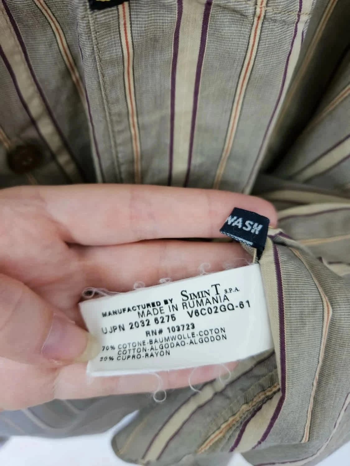 Chemise manches longues beige à rayures Armani Jeans taille XXL - Photo 6/6