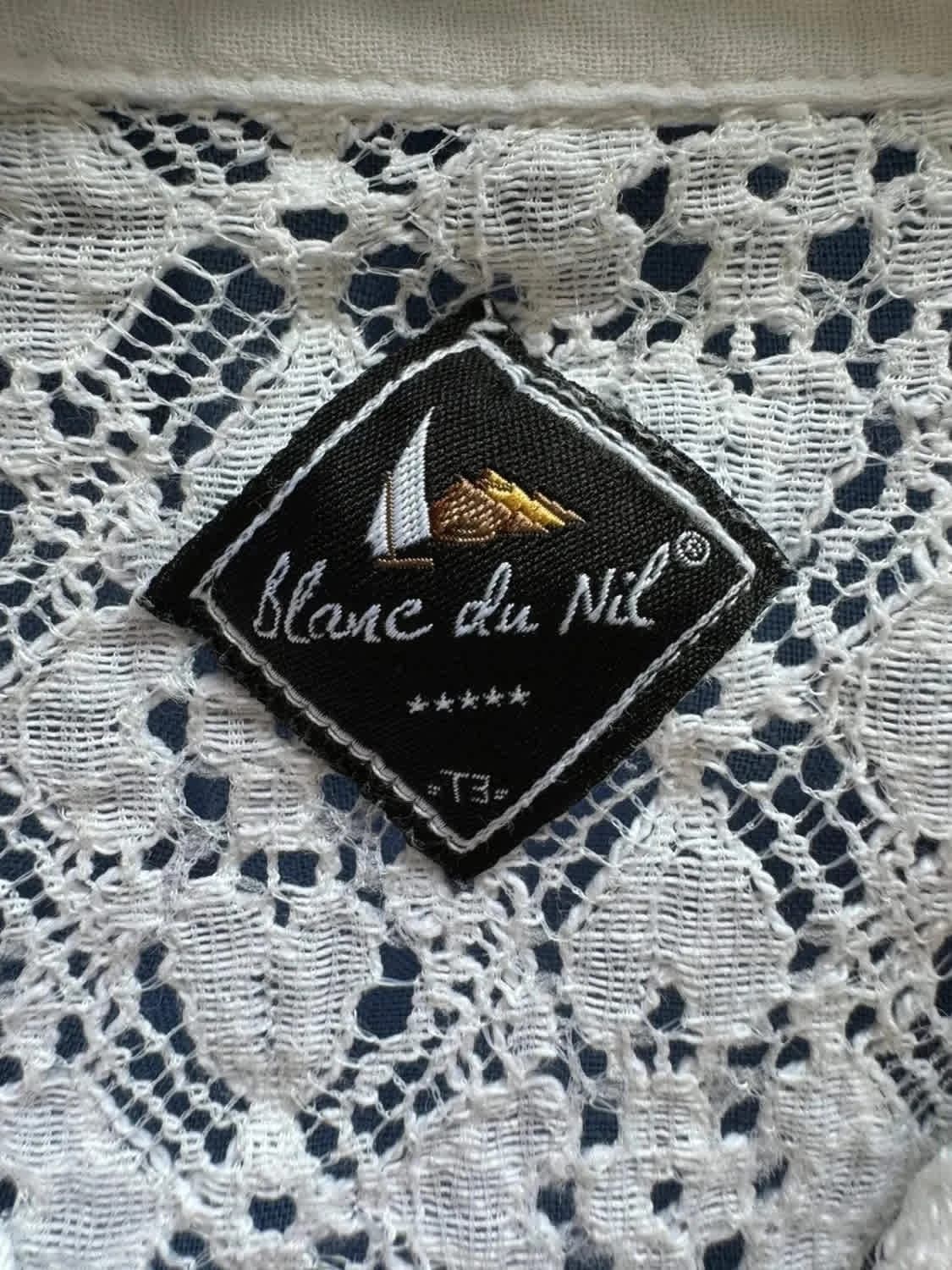 Chemisier manches courtes blanche à dentelle Blanc du Nil 100% coton taille M - Photo 7/8