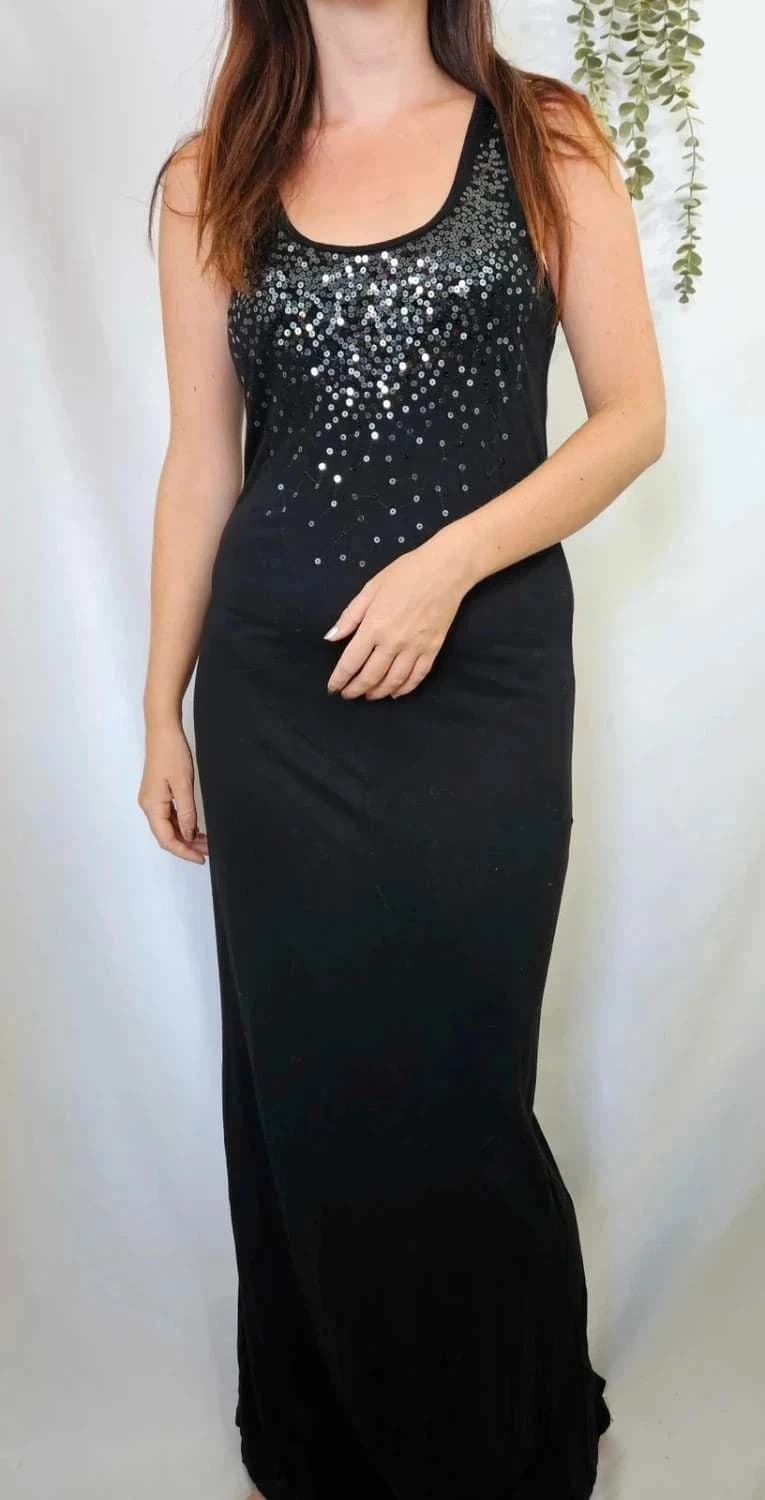 Robe longue noire à sequins La Redoute taille M - Photo 1/4