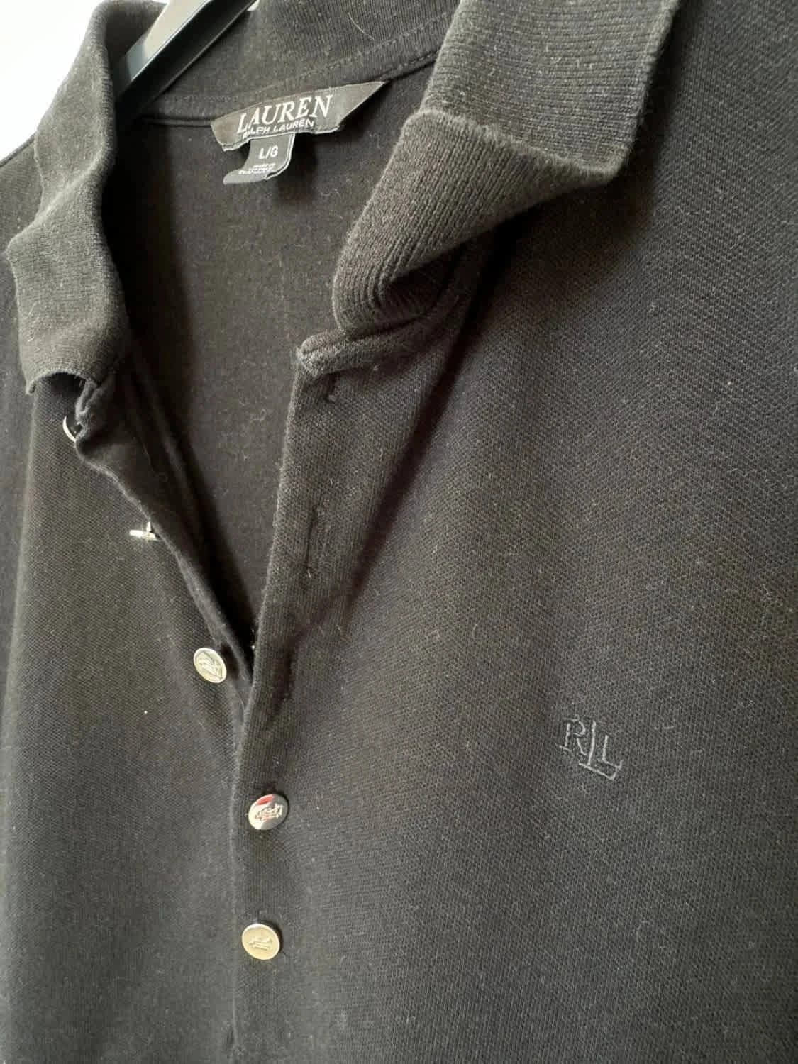 Polo en piqué noir Ralph Lauren logo brodé taille L - Photo 6/8