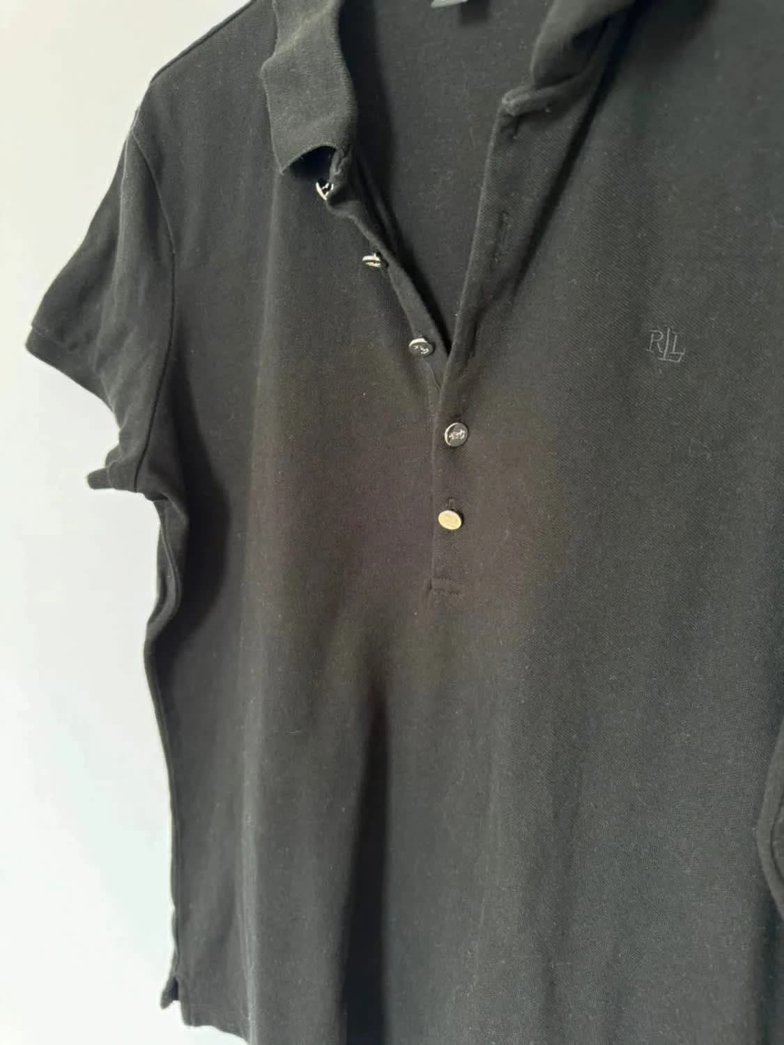 Polo en piqué noir Ralph Lauren logo brodé taille L - Photo 8/8