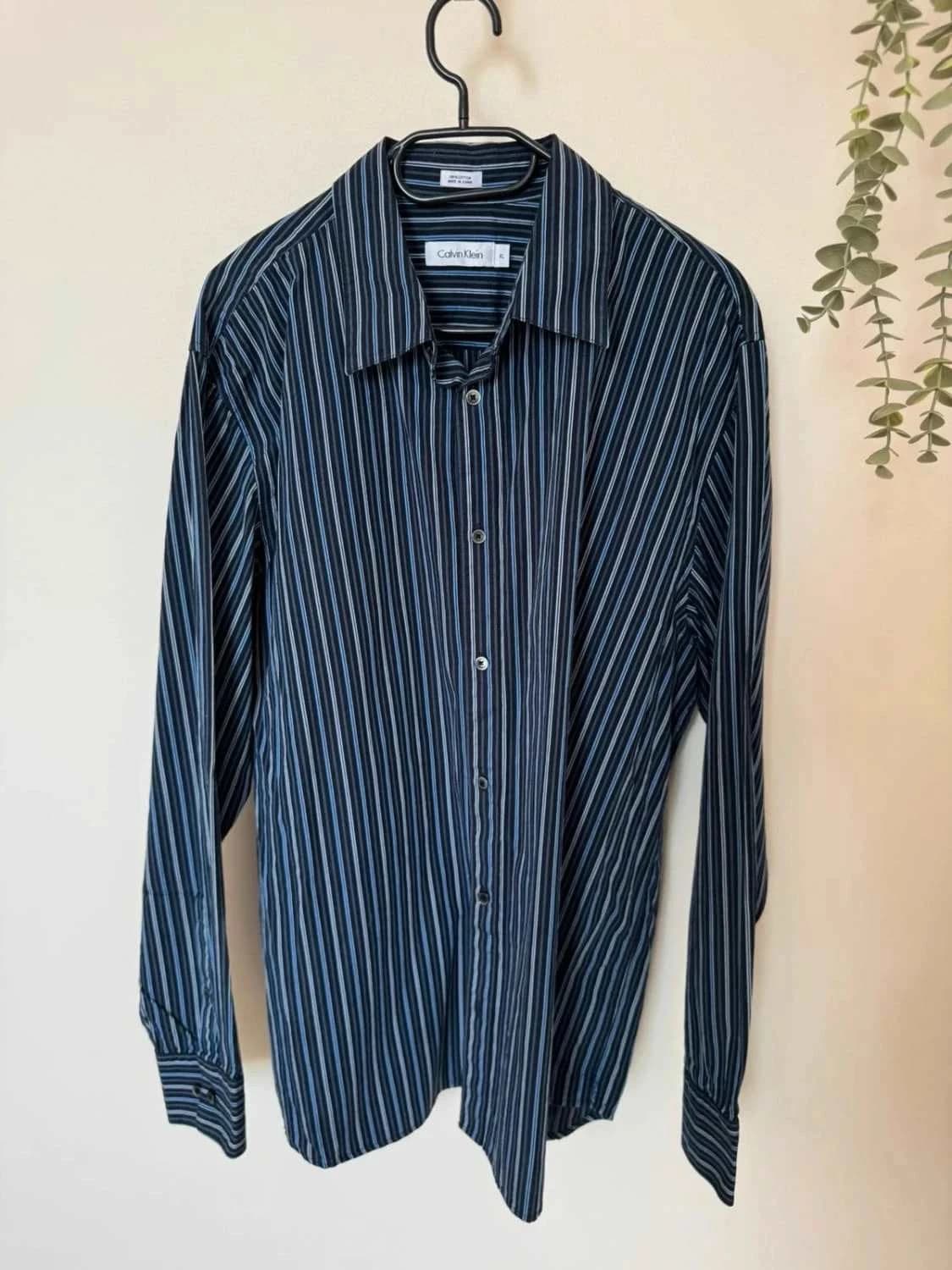 Chemise rayée bleu Calvin Klein 100% coton taille XL - Photo 2/6