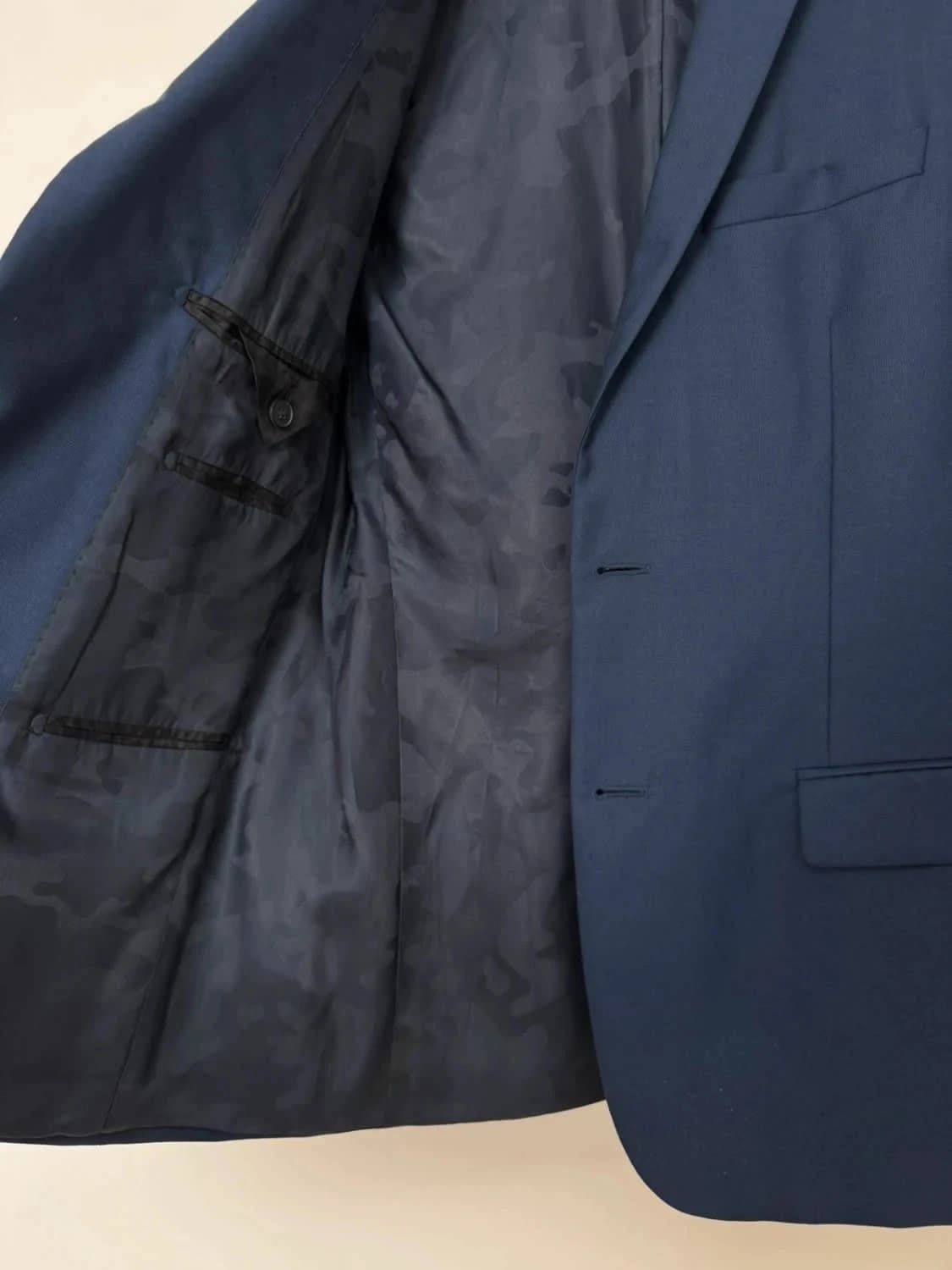 Veste blazer bleu marine Zapa 100% laine doublure camouflage taille 48/M - Photo 6/10